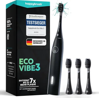 Produktbild von Elektrische Zahnbürste mit 8 Wochen Power Akku – Ultraschall Zahnbürsten Schallzahnbürste Eco Vibe 3+ –  – 100 Tage testen