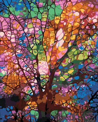 Obrázok produktu pre Zuty - Maľovanie podľa čísel - FAREBNÝ STROM, 40x50 cm, bez rámu a bez vypnutia plátna