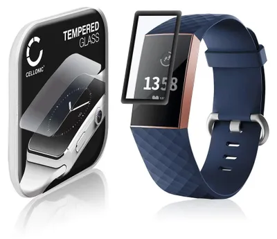 Image de Protection d'écran en verre compatible avec FitBit Charge 3 (3D Full Cover, résistance 9H, 0,33mm, Full Glue) - protège écran montre connectée sport gps fitness