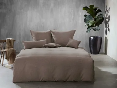 Zdjęcie produktu dla Fleuresse Lech pościel z delikatnej flaneli 155x220 wzór w jodełkę taupe 603089-27
