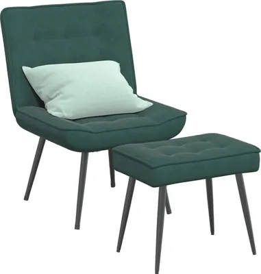 Immagine prodotto di Poltrona Relax con Poggiapiedi Verde Scuro in Velluto