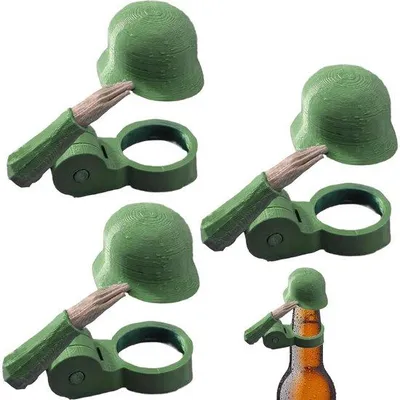 Produktbild von Bierhelm 3-teilig grün mit Flaschen und Deckel