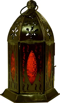 Produktbild von Orientalische Metall/Glas Laterne in Marrokanischem Design, Windlicht ., Mehrfarbig, Glas,Metall,Eisen, Farbe: Orange, 18*10*10 cm