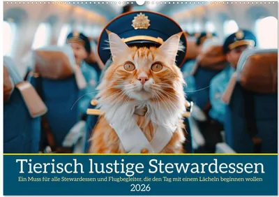 Produktbild von Tierisch lustige Stewardessen (Wandkalender 2026 DIN A2 quer), CALVENDO Monatskalender
