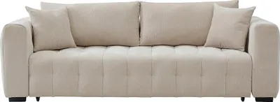 Produktbild von 3-Sitzer-Sofa mit Schlaffunktion - Strukturstoff Beige - PANILO