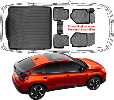 Produktbild von 3D Auto Fußmatten & Kofferraumwanne Set Kompatibel mit Citroen C4 X ab 2022