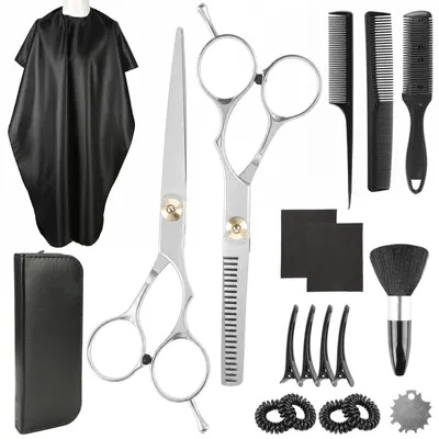 Imagen del producto de Juego de tijeras para el cabello, de 19 piezas, de 17 cm, para el cuidado del cabello