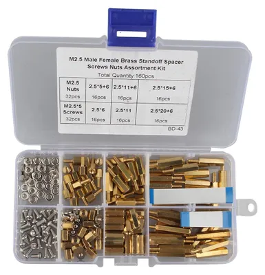 Imagen del producto de Solidchoice - Kit de surtido con 182 piezas: tornillos y tuercas de latón M2.5