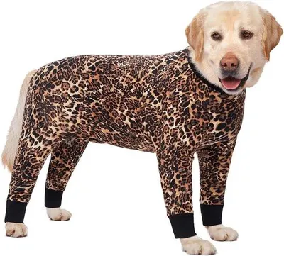 Produktbild von Hundepyjama mit Gelenkschutz - Anti-Haar & Anti-Likken - Luipaardmuster - Groß - Elastisch - XXXL