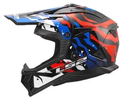 Zdjęcie produktu dla Kask LS2 Crosshelm MX708 Fast II, kolor: szary, niebieski, czerwony, rozmiar L