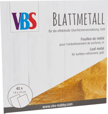 Produktbild von VBS XXL Blattmetall, 14 x 14 cm, 40 Blatt Goldfarben