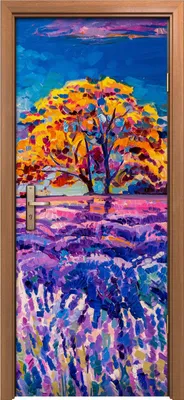 Produktbild von Türposter 80x200 cm Türaufkleber Türtapete Türfolie Klebefolie Sonnenuntergang über Lavendelfeld