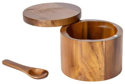 Immagine prodotto di Omgoods - Contenitore pere pepe in legno di acacia con coperchio