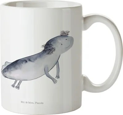 Produktbild von Mr. & Mrs. Panda Plastikbecher Axolotl Schwimmen - Weiß - Geschenk, Axolot, Mehrwegbecher, Motivation, Trinklernbecher, Optimistisch, Kindertasse, Lurch, Pott, Problem