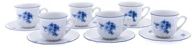 Produktbild von Thun 1794 Rose, Tassen und Untertassen, Porzellan, blaue Rosen, 100 ml, Thun, 6 Stück
