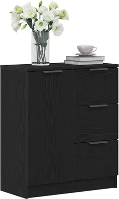 Image de vidaXL Sideboard noir imitation chêne 60 x 30 x 70 cm Bois composite