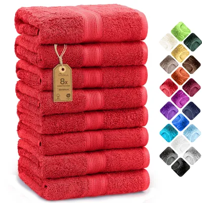 Produktbild von NatureMark Frottier Handtücher 8er Pack 50x100cm 100% Baumwolle Rot