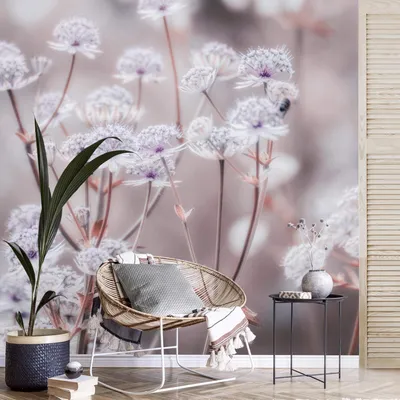 Produktbild von Fototapete Blumen - Vliestapete - Bildtapete UV-beständig Gräser braun Landhaus Wandtapete geruchsfrei