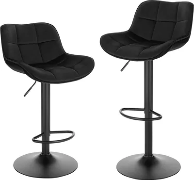 Produktbild von EUGAD 2 x Barhocker, höhenverstellbar, drehbar, Polsterhocker, Samt, Schwarz
