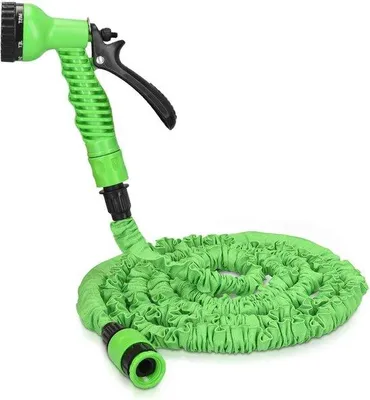 Image de Tuyau d'arrosage flexible de 75 à 225 mètres avec pomme d'arrosage et raccord - Tuyau d'arrosage déchirable, vert