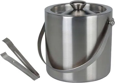 Produktbild von Famanu Eiskühler mit Deckel und Zange - Doppelwandig Edelstahl