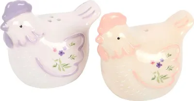 Immagine prodotto di Something Different - "Fig & Hen" Saliera e pepiera, Vetroceramica (confezione da 2) SD10800 (taglia unica) (bianco/crema/rosa chiaro/lavanda)