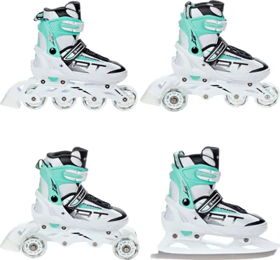 Produktbild von 4in1 Inline Skates Inliner Triskates Rollschuhe Schlittschuhe Raven Profession White/Mint 28-32