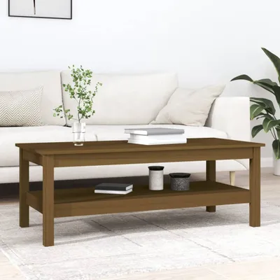 Produktbild von The Living Store Couchtisch Honigbraun 110x50x40 cm Massivholz Kiefer