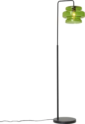 Zdjęcie produktu dla Lampa podłogowa w stylu retro czarna z zielonym szkłem - Denise