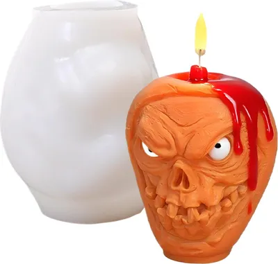 Produktbild von Halloween-Kerzenform, Halloween, gruseliger Totenkopf, Gießharz, Silikonform für Aromatherapie-Kerzen, Wachs, Gips, Polymer-Dekoration, A11_F