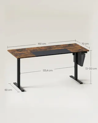 Produktbild von Höhenverstellbarer Schreibtisch - Elektrisch Steh-Sitz - 70 x 160 cm - Höhe 72–120 cm - Stufenlos verstellbar - Geteilte Tischplatte - Dunkelkhaki