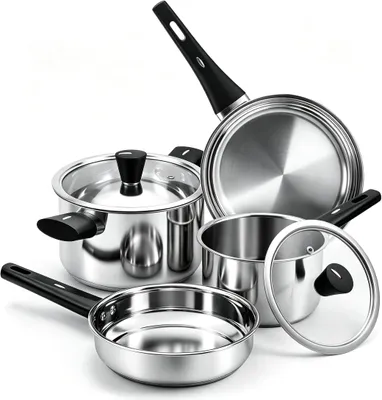 Produktbild von Kochtopfset Kochtöpfe Topfset - Edelstahl - 6-teilig - Mit Deckel