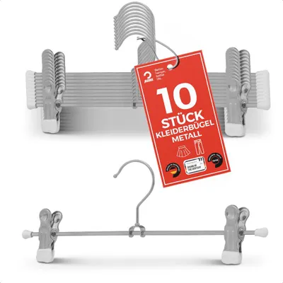 Produktbild von MAWA Kleiderbügel mit Clips, 10er-Set, rutschfest, 30 cm, Weiß, drehbar