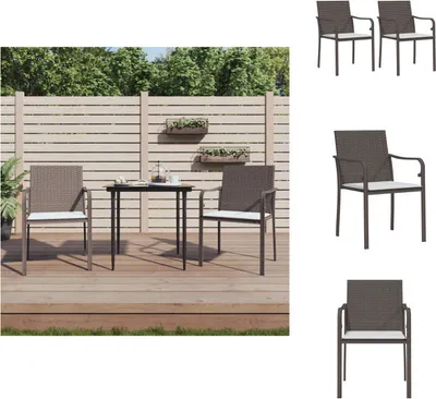 Zdjęcie produktu dla vidaXL Krzesła ogrodowe z poduszką 2 szt. Brązowy 56x59x84 cm Poli rattan - Krzesła ogrodowe