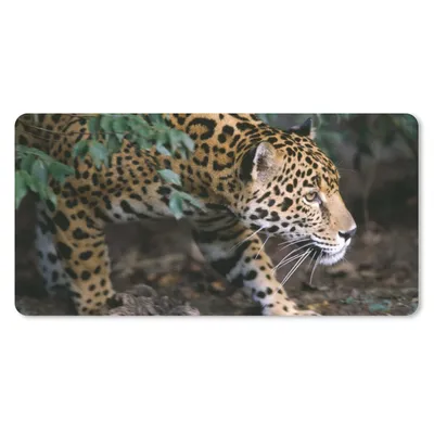 Produktbild von MuchoWow® Schreibtischunterlage Schleichender Jaguar im Wald 80x40 cm - XXL Mauspad - Gaming Mauspad