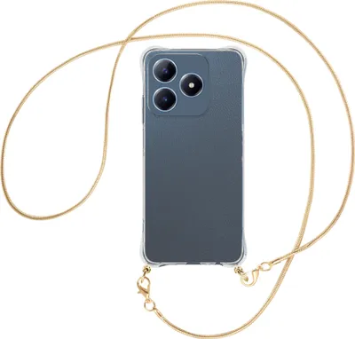 Produktbild von Handykette Backcover-Schutzhülle mit Band (Metall goldfarben) für Realme C63 4G - goldfarbene Snake-Kette
