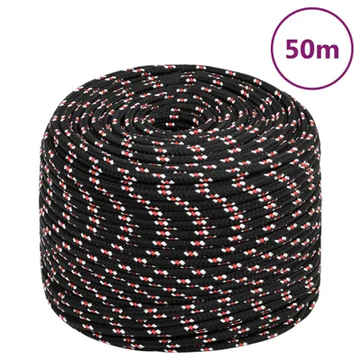 Immagine prodotto di vidaXL Corda da barca nera 8 mm 50 m in polipropilene