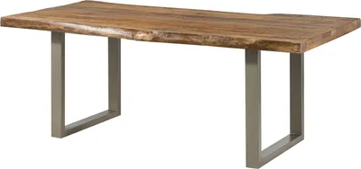Image de MASSIVMOEBEL24 | Table à manger 220x100 en bois de manguier laqué naturel pieds en U gris FREEFORM 5