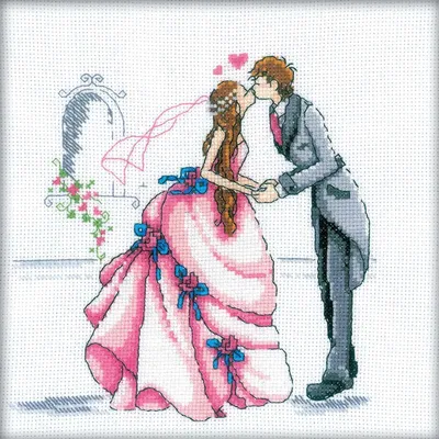 Immagine prodotto di RTO Set per punto croce "Coppia - Matrimonio" M165, schema contato, 20x20 cm