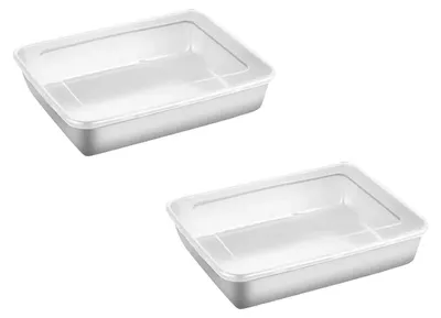 Produktbild von 2er Set Backblech mit Deckel 25,5x20x5 cm Edelstahl Rechteckig