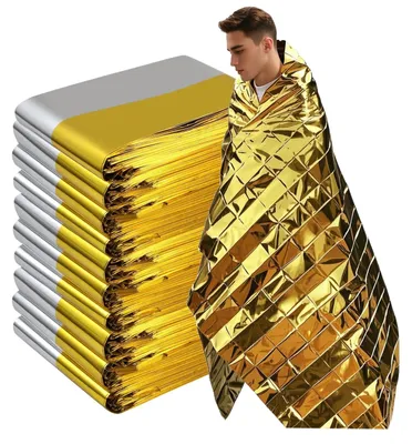 Obrázek produktu pro Záchranná deka - Stříbrná a zlatá - 210 x 160 cm - 12 ks - Pro kempování a nouzové situace