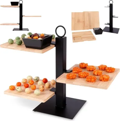 Produktbild von 3-stöckige Bambus-Etagere für Kuchen, Kekse, Obst und Snacks