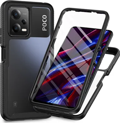 Produktbild von Xiaomi Poco X5 Hülle, Bumper mit Eingebautem Displayschutz 360 Grad Komplettschutz Schutzhülle für Xiaomi Poco X5 Schwarz