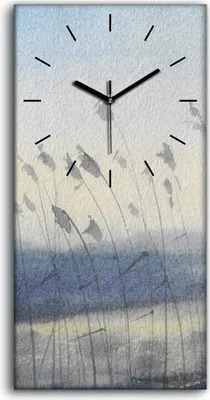 Produktbild von Wandkunst Leinwand Bild Uhr 30x60 Gemälde Abstrakte Winter Schnee Blumen - schwarze Hände