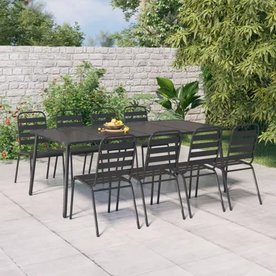 Image de Maison Exclusive - Ensemble de salon de jardin 9 pièces en acier anthracite