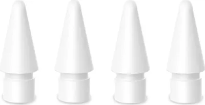 Four white stylus pen tips are arranged in a row against a white background.
