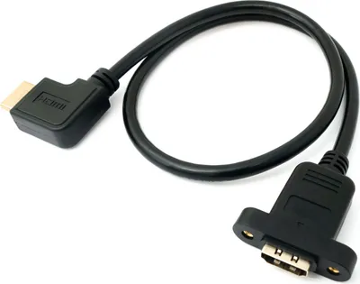 Produktbild von SYSTEM-S HDMI 1.4 Kabel 30 cm Stecker zu Buchse Schraube Winkel in Schwarz