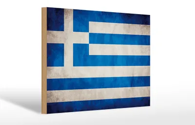 Produktbild von Holzschild Flagg Griechenland, 30x20 cm, Holzschilder Fahne Nationalität
