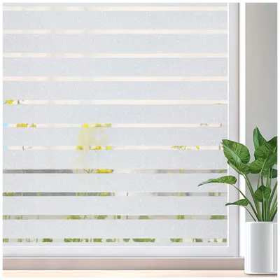 Productafbeelding van Gestreept, zelfklevend raamfolie, privacyfolie, doorschijnend raamfolie zonder lijm, glinsterfolie voor kantoor en thuis, 75 x 200 cm
