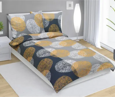 Produktbild von Baumwollleinen - Orange,grau - 140x200, 70x90